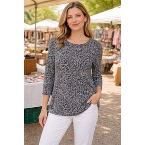 Chico's Zebra Print Top Size 3 XXL Black White Travel Career Casual